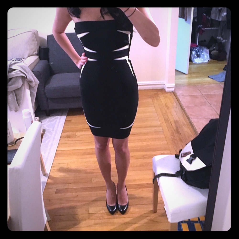 Strapless Herve Lager Bandage dress XS